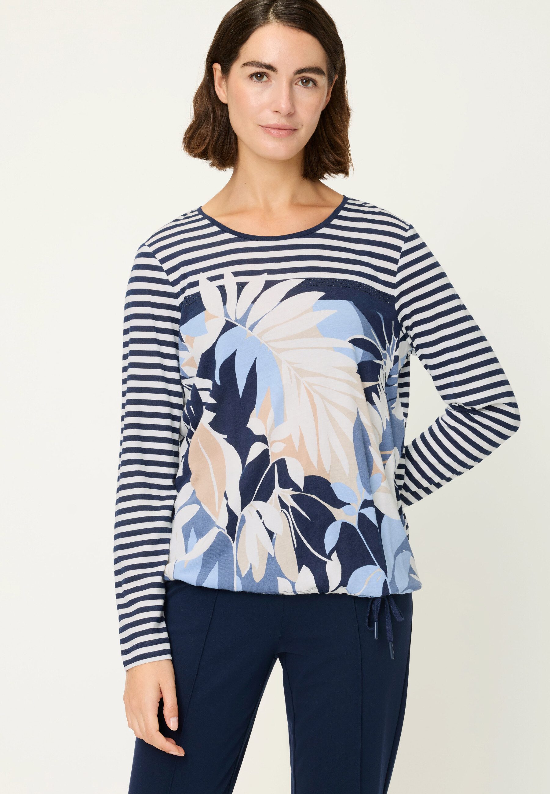 Olsen T-Shirt Shirt mit Tunnelzug und Bindeband