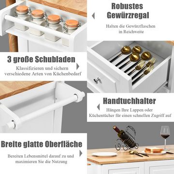 COSTWAY Küchenwagen, mit klappbarer Tischplatte, rollbar, 136x76x91cm