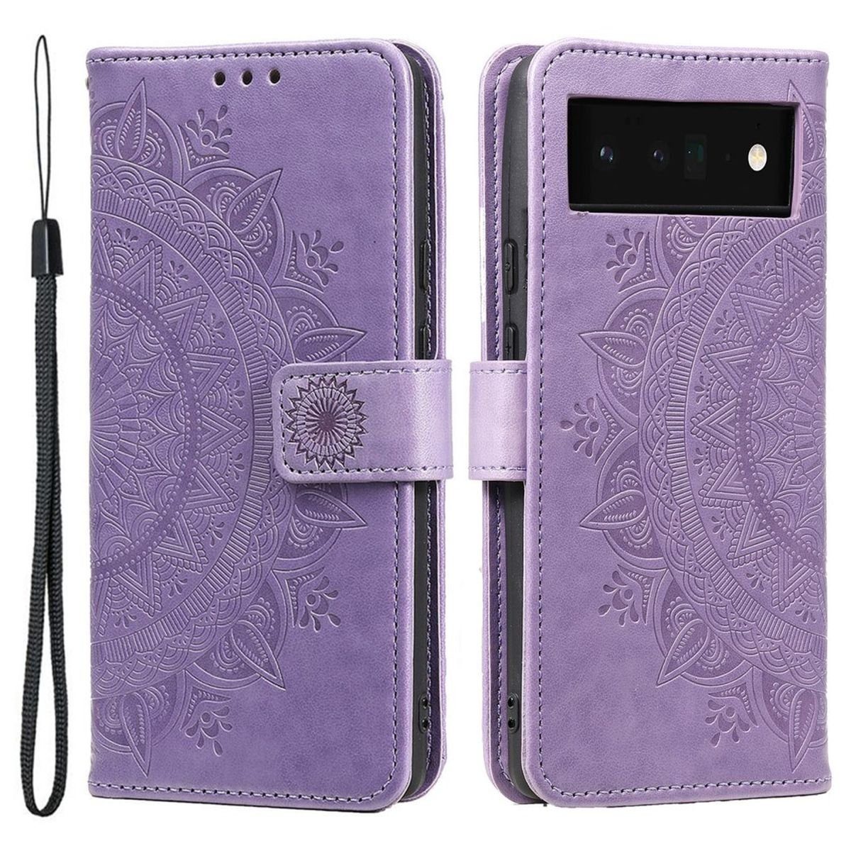 CoverKingz Handyhülle Hülle für Google Pixel 7 Pro Handyhülle Flip Case Schutzhülle Mandala 17,01 cm (6,7 Zoll), Klapphülle Schutzhülle mit Kartenfach Schutztasche Motiv Mandala