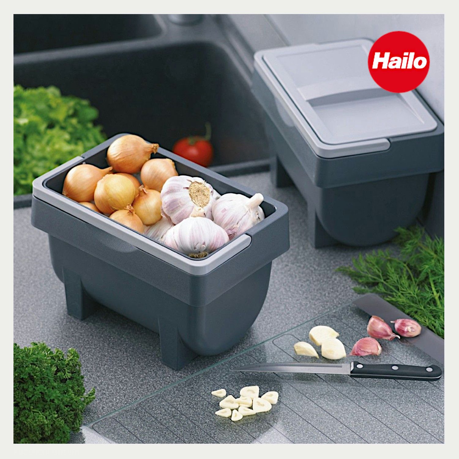 Hailo Mülleimer Hailo Universaldepot 3204101 Kitty 4 Liter mit Henkel grau