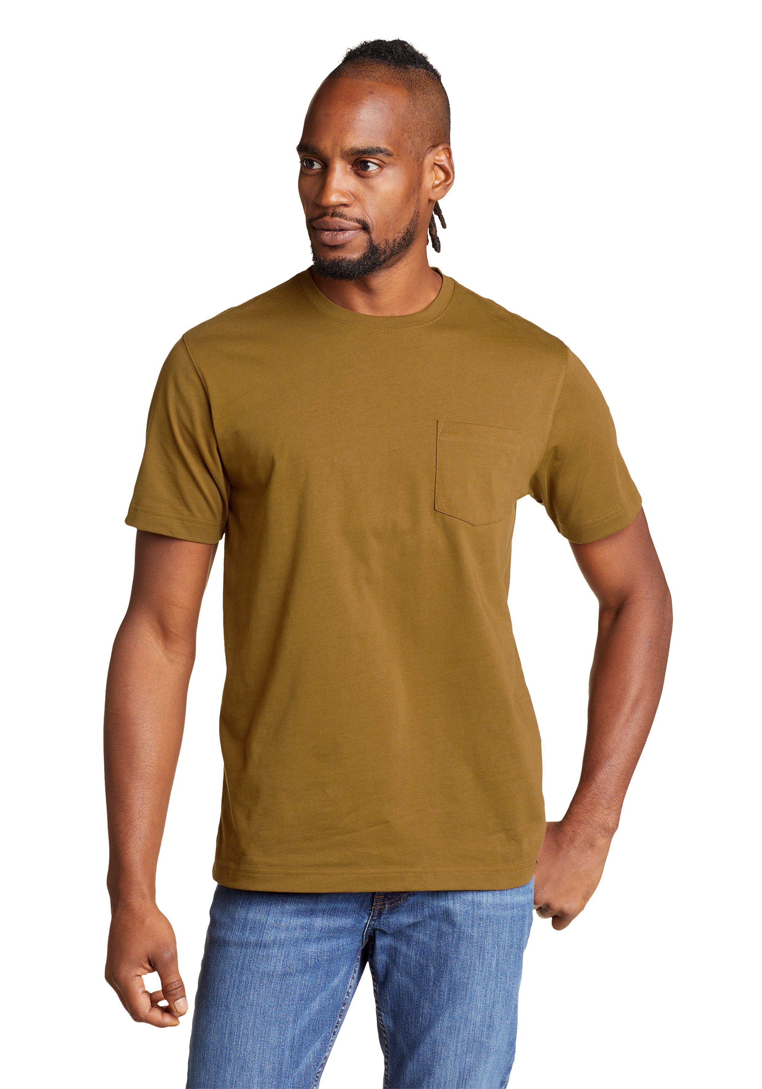Eddie Bauer T-Shirt Legend Wash Pro Shirt 100% Baumwolle - Kurzarm mit Tasche Bronze antik