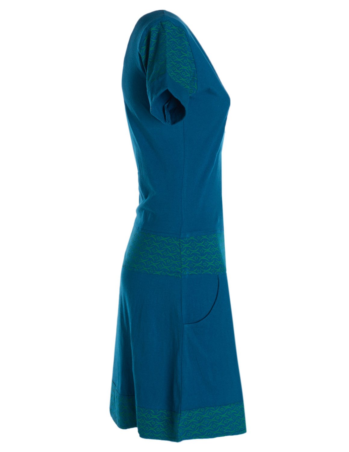 Vishes Minikleid Damen Longshirt Kleid kurzarm Mini-Kleid Sommer-Kleid T-Shirtkleid Boho, Goa, Guru Style