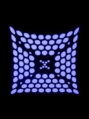 Wandteppich Schwarzlicht Segel Spandex "3D Neon Space Dots Black" Weiß, 3x3m, PSYWORK, UV-aktiv, leuchtet unter Schwarzlicht