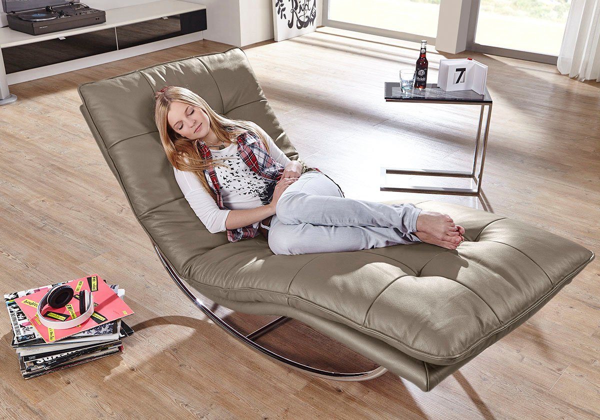W.SCHILLIG Relaxliege daily dreams, in Waffelkissen-Optik, Schaukelgestell Chrom glänzend, in 2 Breiten