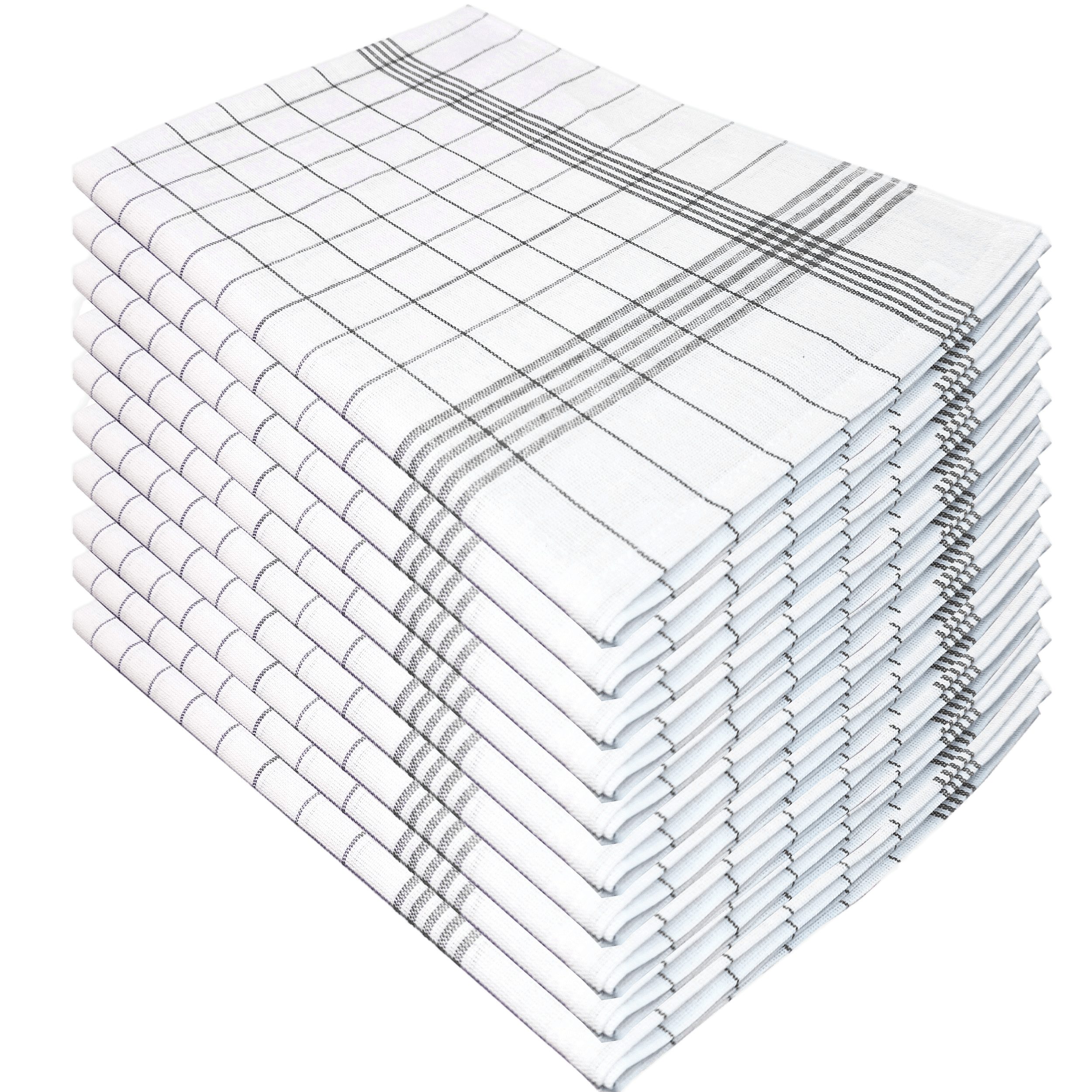 Geschirrtuch Halbleinen 50% Leinen 50% Baumwolle in Schwarz, Grau, Blau und rot