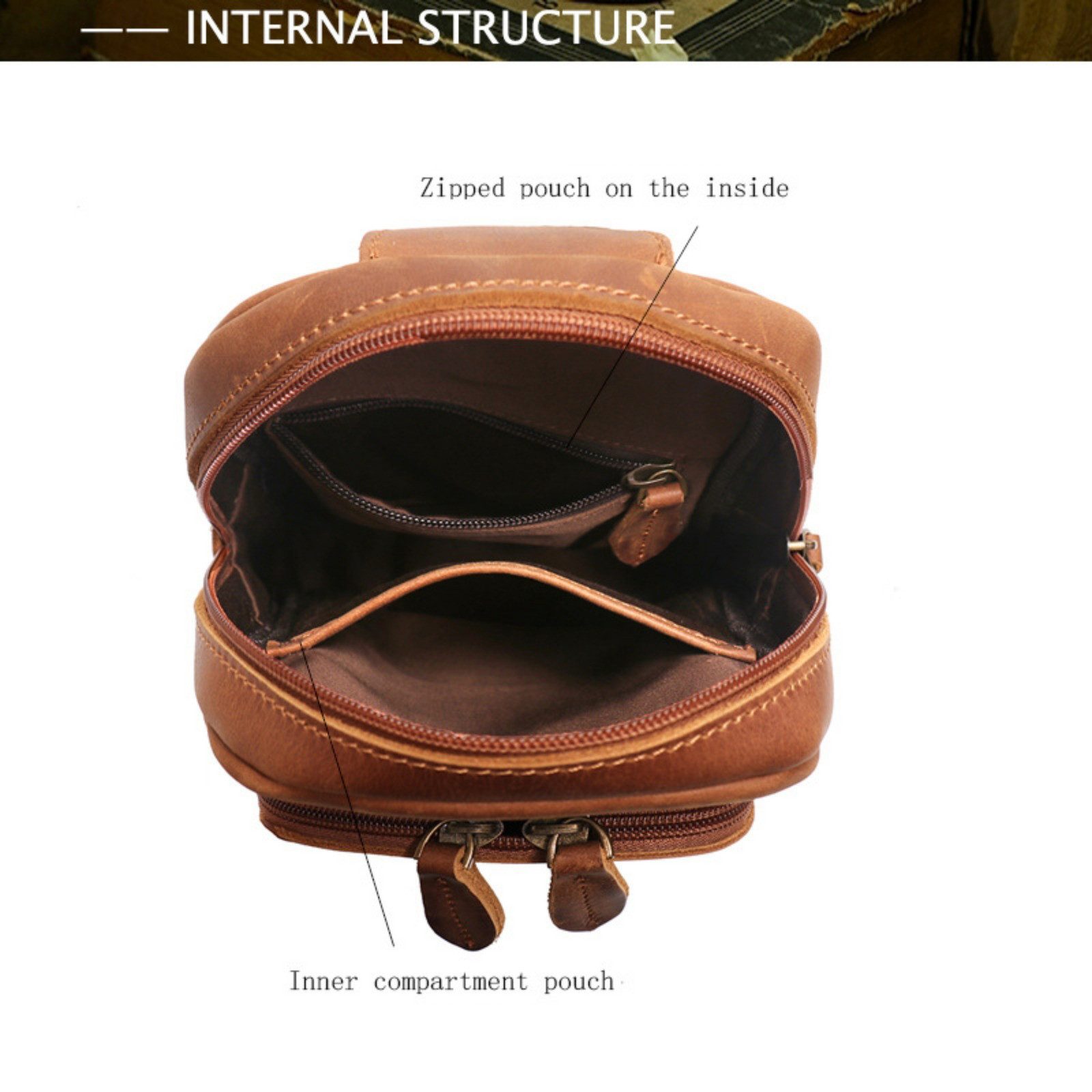 YUBRO-STUDIO Messenger Bag Herren Leder Sling Tasche Crossbody Brusttasche Rucksack Schulterpack