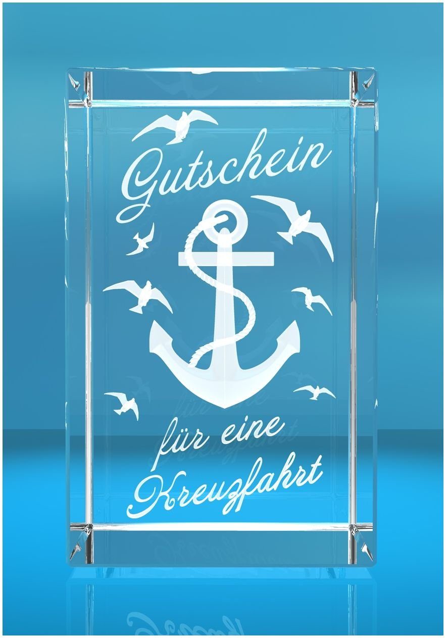 Gutschein Glasquader Germany, Kreuzfahrt, Heimathafen Dekofigur Familienbetrieb I in Made VIP-LASER Geschenkbox, Hochwertige 3D