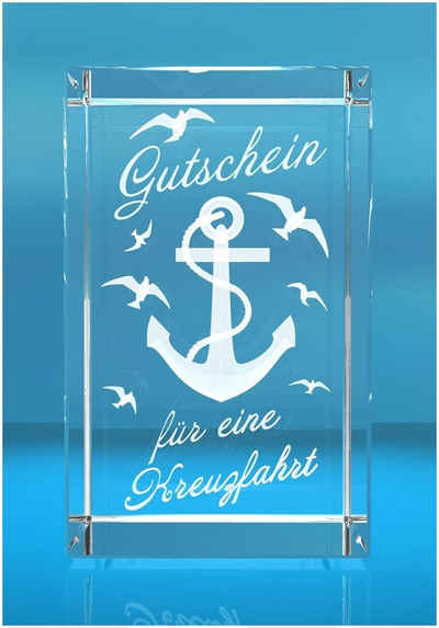 VIP-LASER Dekofigur 3D Glasquader I Heimathafen Gutschein Kreuzfahrt, Hochwertige Geschenkbox, Made in Germany, Familienbetrieb