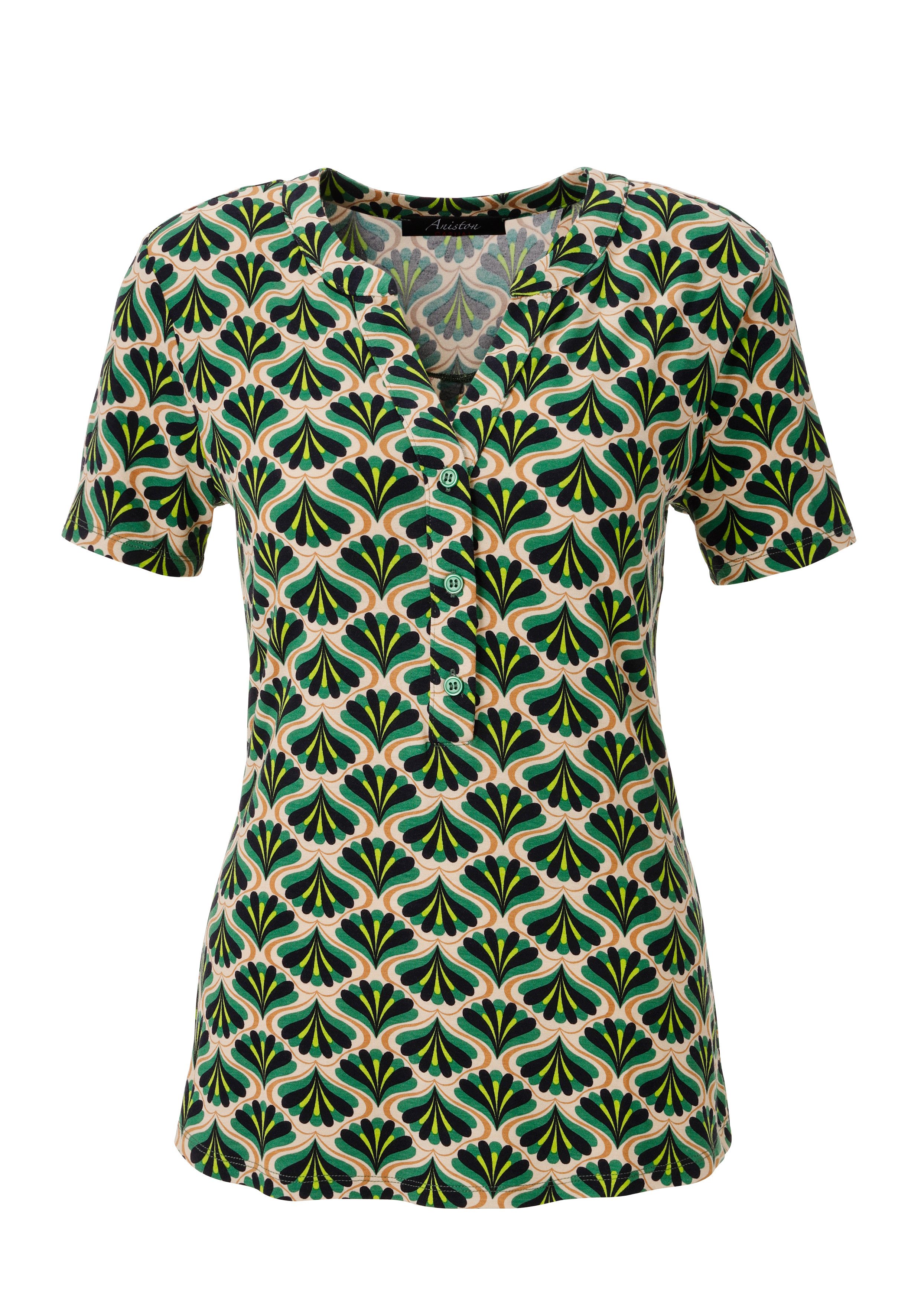 Aniston CASUAL Schlupfbluse mit farbharmonischem Retro-Muster - NEUE KOLLEKTION