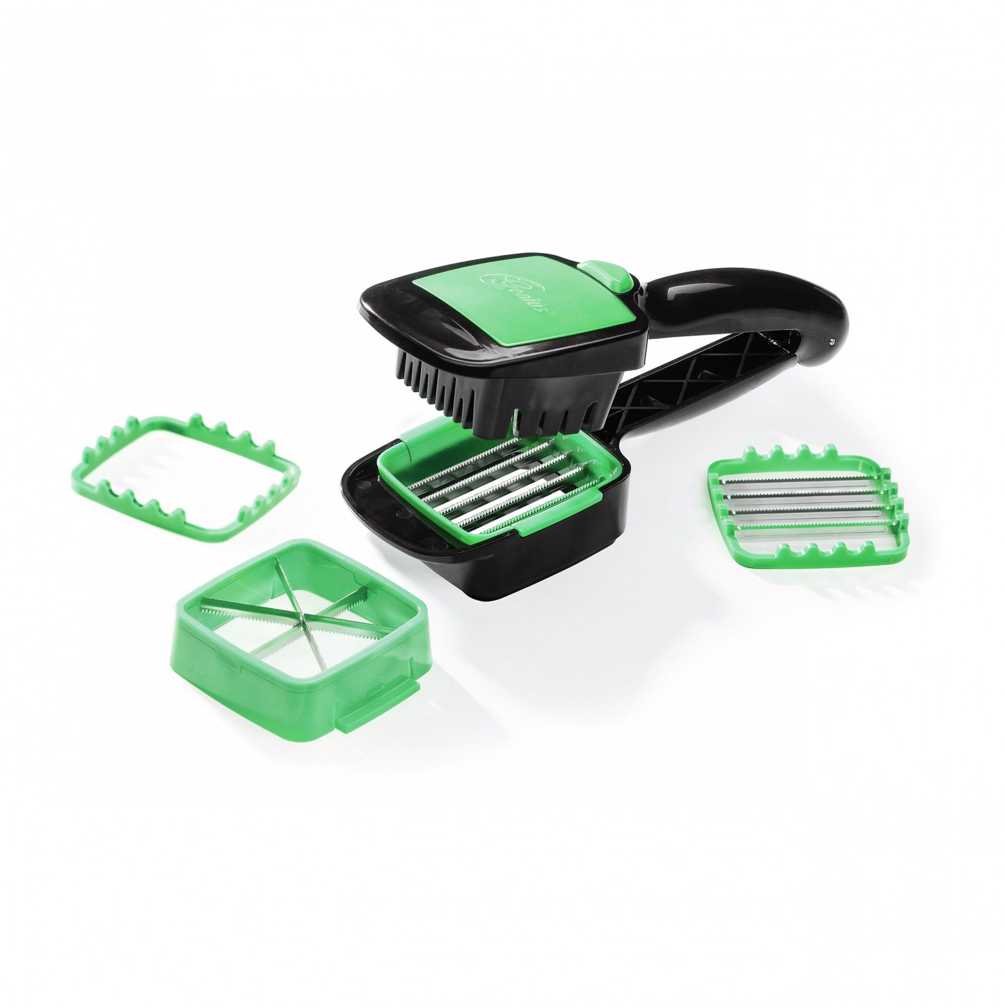 Genius Gemüseschneider Nicer Dicer Quick Zerkleiner Manuell Gemüseschneider in Würfel, Multischneider mit austauschbaren Messereinsätzen