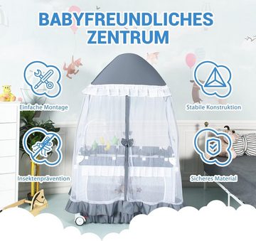 KOMFOTTEU Baby-Reisebett, faltbar, mit Spielzeug & Mückennetz & Musik