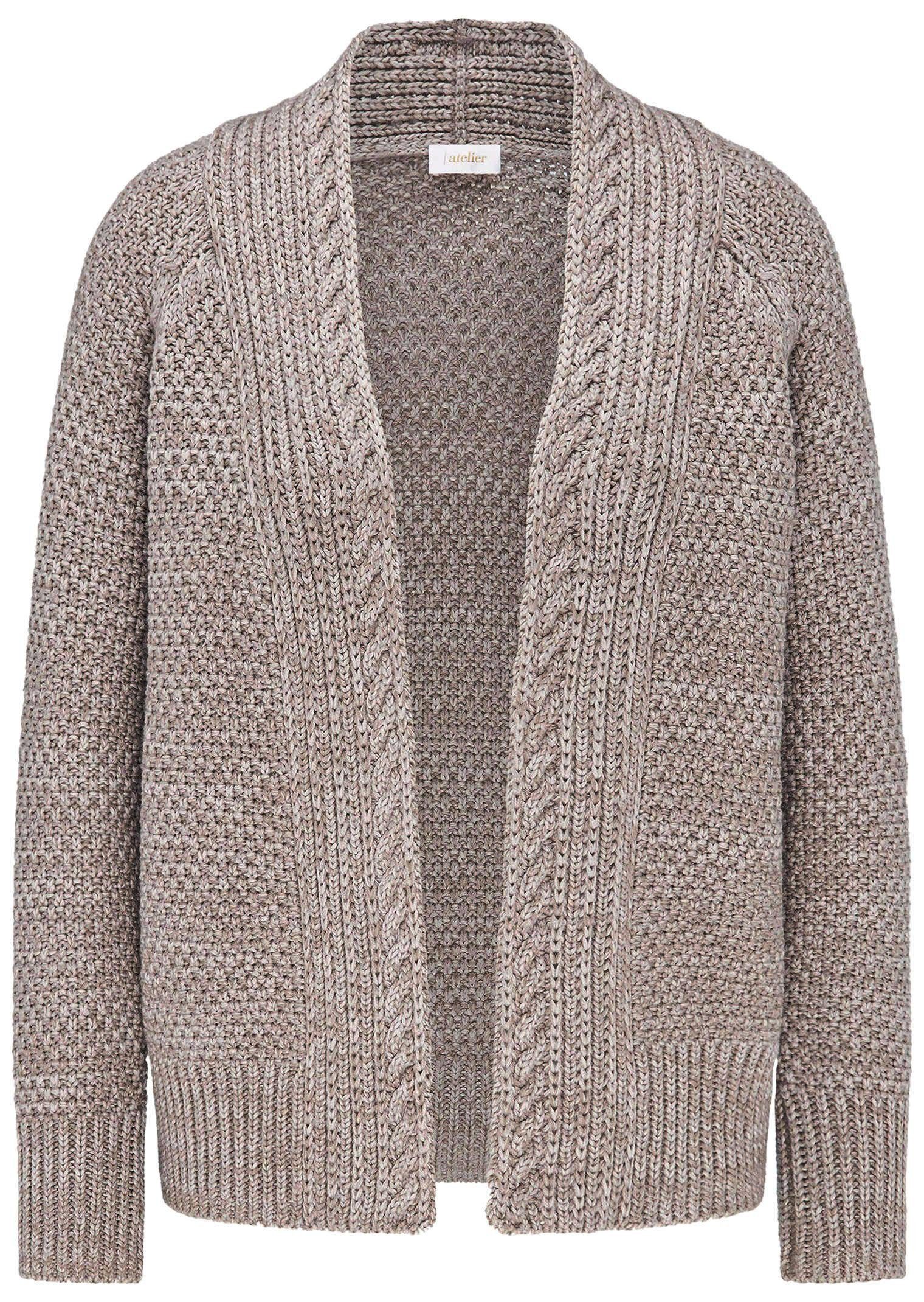 Strickjacke Strickjacke Grobstrick taupe / in Zeitlose Kurzgröße: GOLDNER melange