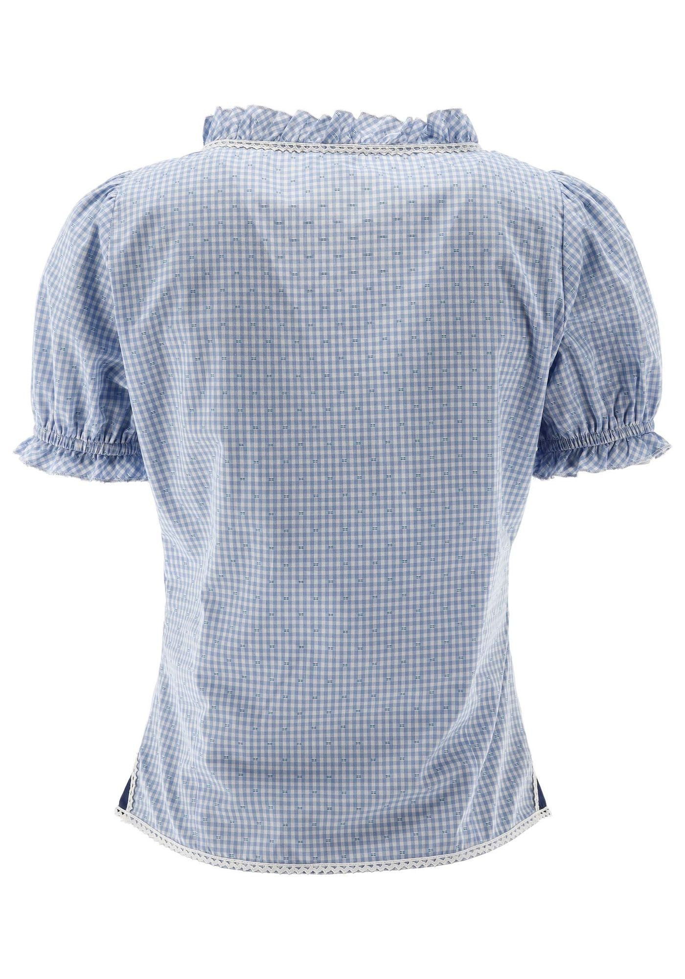 OS Trachten Trachtenbluse Plare Tailliert, Rundhalsausschnitt, Hirsch-Stick günstig online kaufen