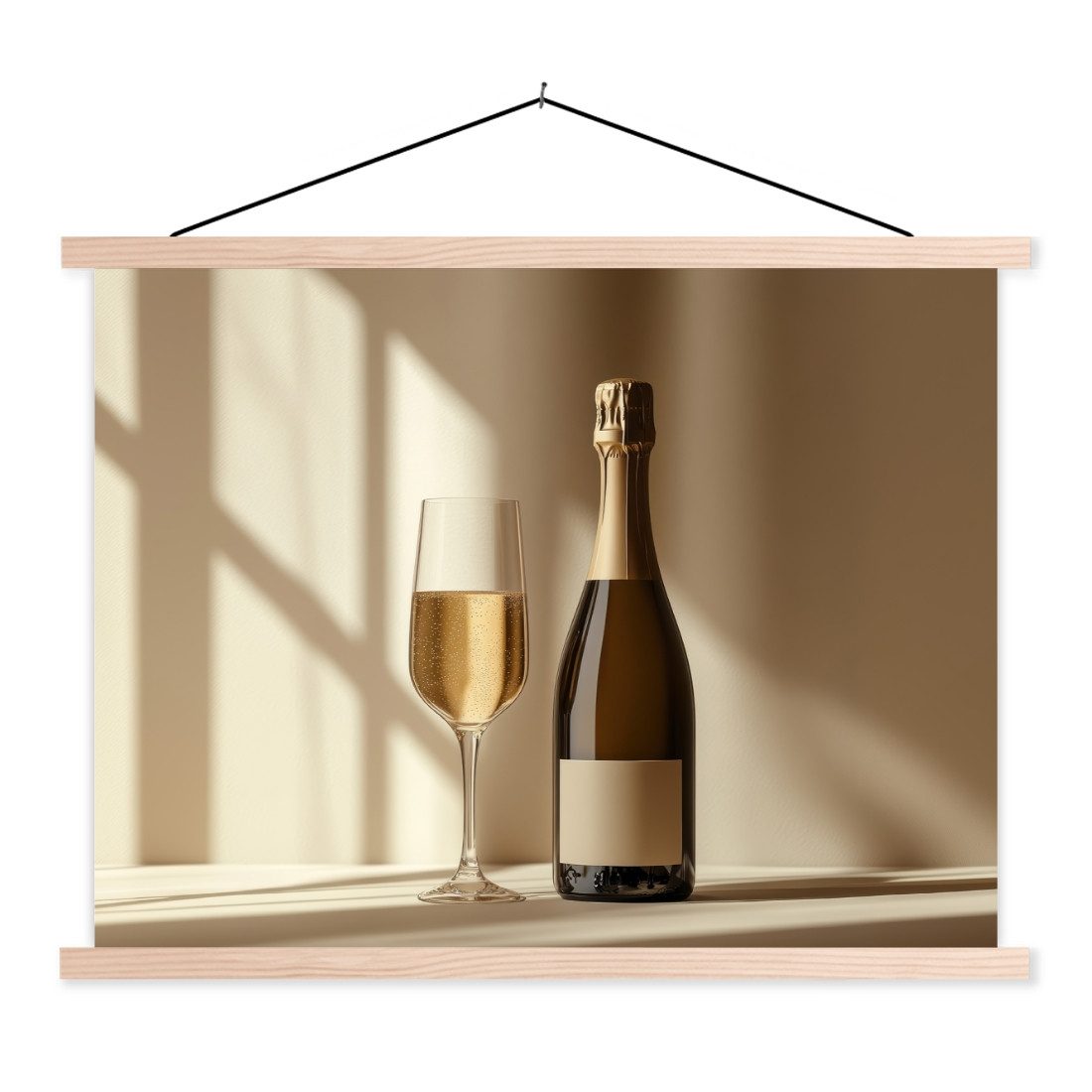 Poster Champagner - Beige - Schatten - Blasen