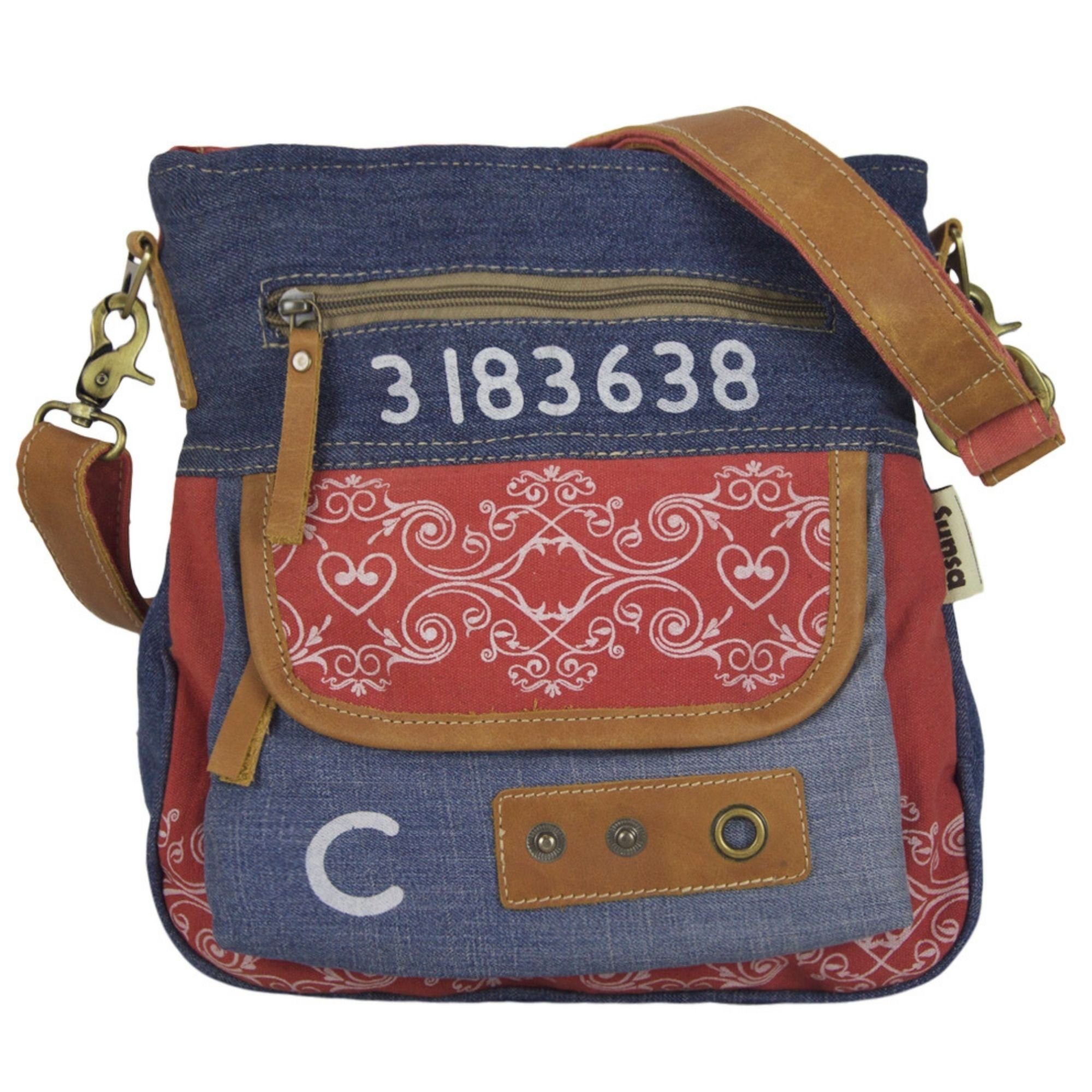 Sunsa Umhängetasche Damen Crossbody in Vintage Design, recycelte Materialien