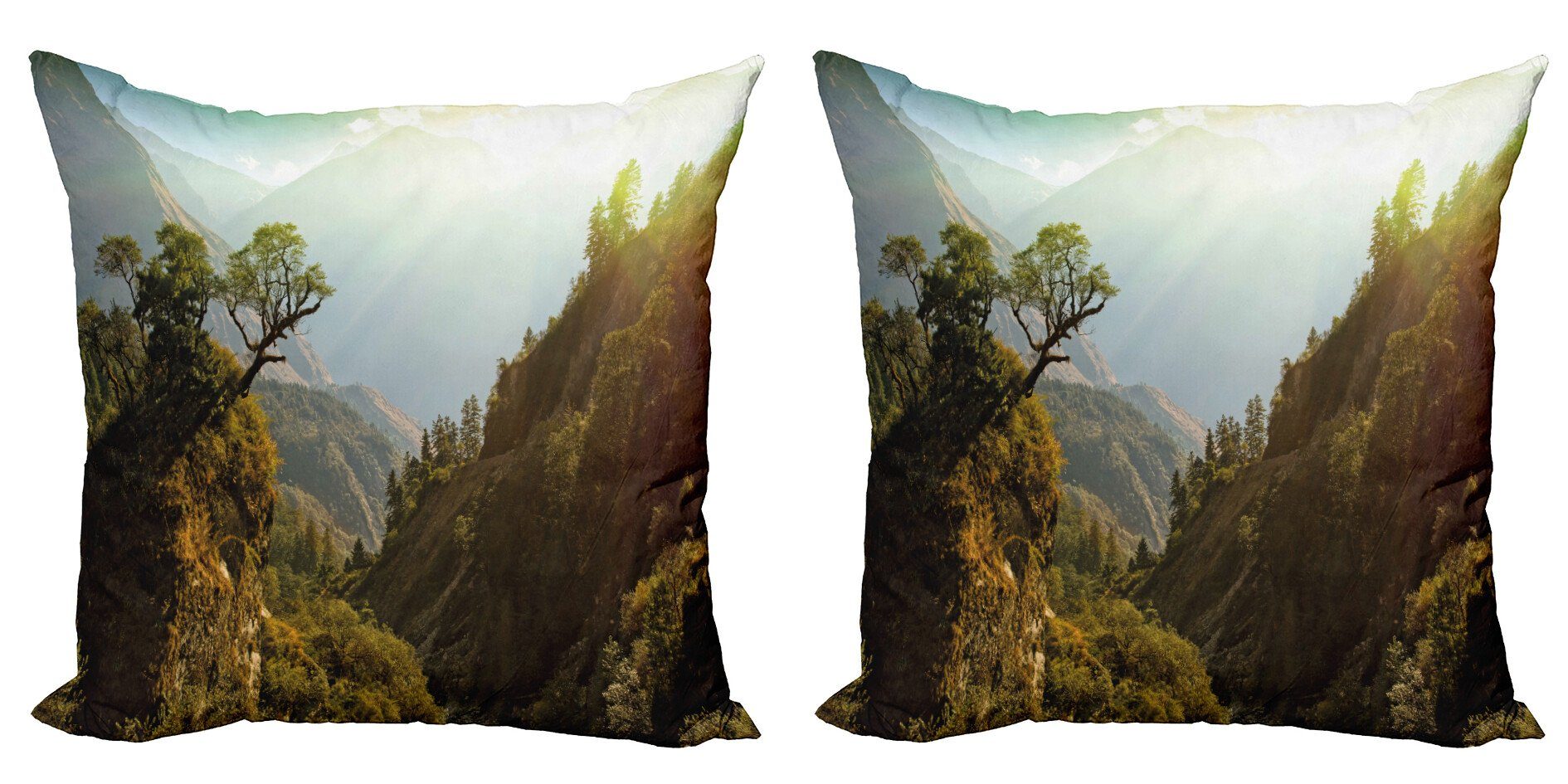 Kissenbezüge Modern Accent Doppelseitiger Digitaldruck, Abakuhaus (2 Stück), Landschaft Nepal Wald Majestic | Kissenbezüge