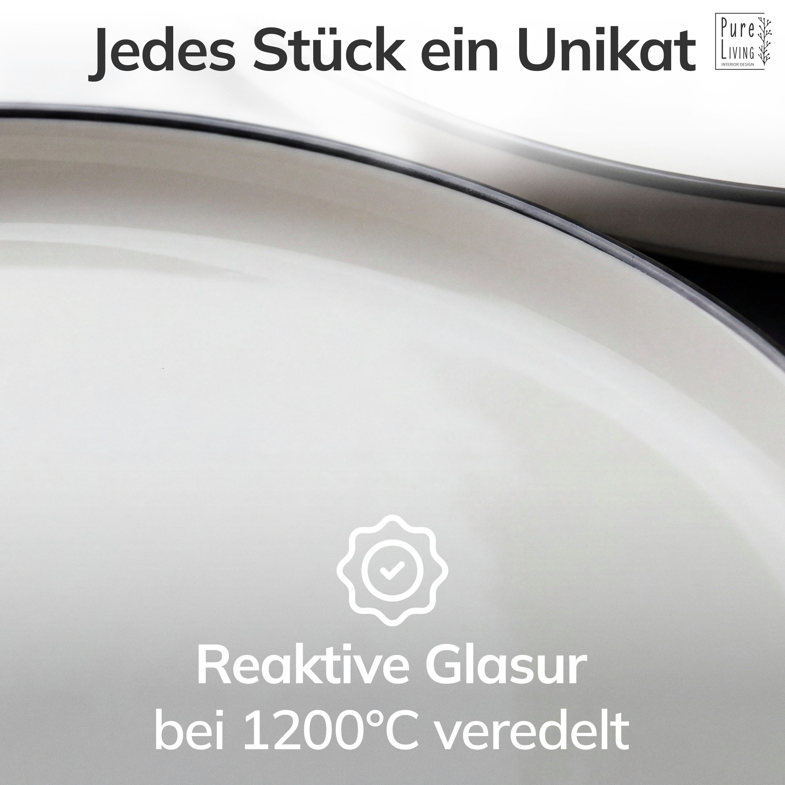 PURE LIVING INTERIOR DESIGN Geschirr-Set Scandi Becher, 6er-Set, 365 ml, Weiß - Schwarzer Rand, Porzellan (6-tlg), 6 Personen, Porzellan – Bild 5 von 5