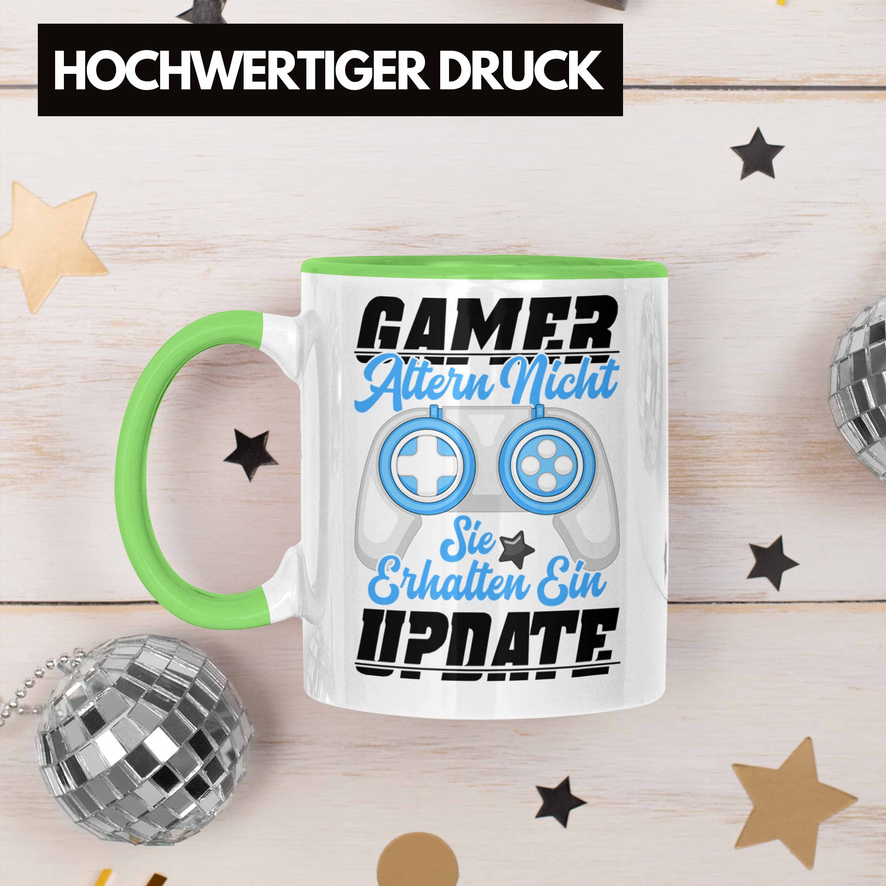 Geschenkideen - Geschenk Lustig Jungen Zocken PC Gaming Zocker Tasse Spruch Grün Trendation Mitbringsel Zubehör Tasse Geburtstagsgeschenk Trendation Männer Kinder Gamer