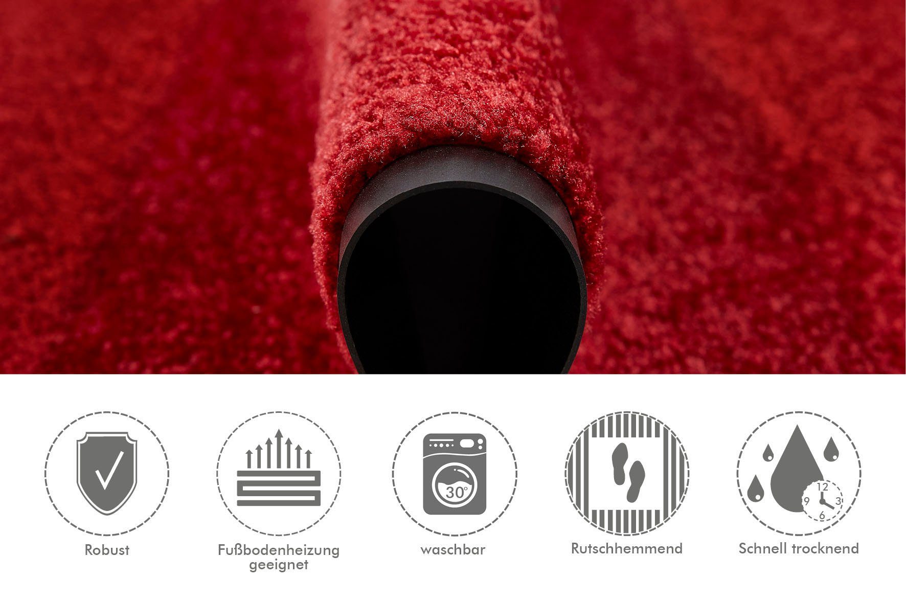 Herbst rot & Clean, Höhe: Schmutzfangmatte, Fußmatte rutschhemmend, Farben, rechteckig, Wash waschbar Uni mm, 7 &, Andiamo, Super