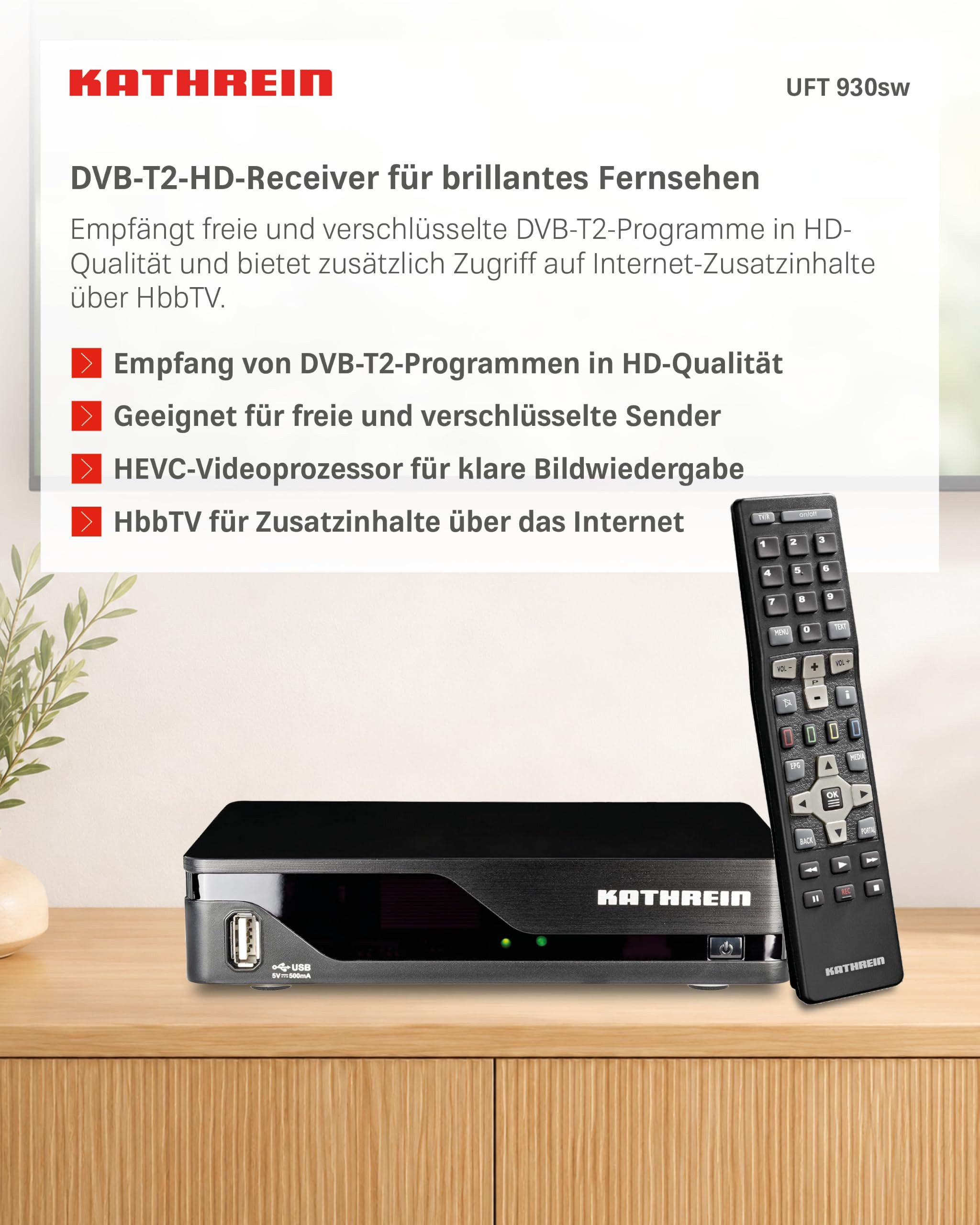 Kathrein UFT 930sw DVB-T2 Receiver (DVB-T2 HD-Receiver mit HEVC-Unterstützung)