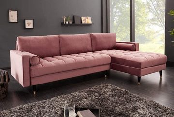 LebensWohnArt Sofa Ecksofa 260cm Ottomane beidseitig COMFORT alt-rosa Samt Federkern