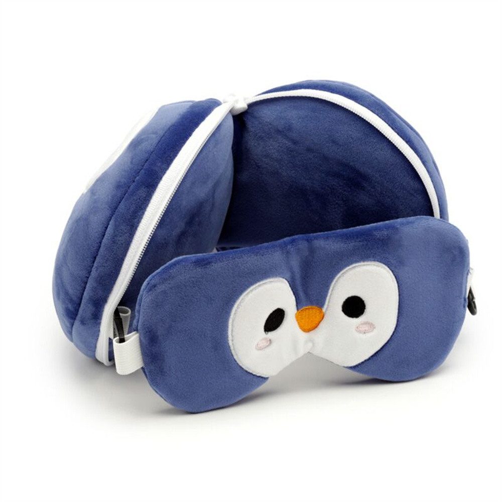 Puckator Reisekissen und Schlafmaske Pinguin, Plüsch, 1-tlg., Kopfkissen, ca. 14 x 27 x 6 cm (geöffnet)