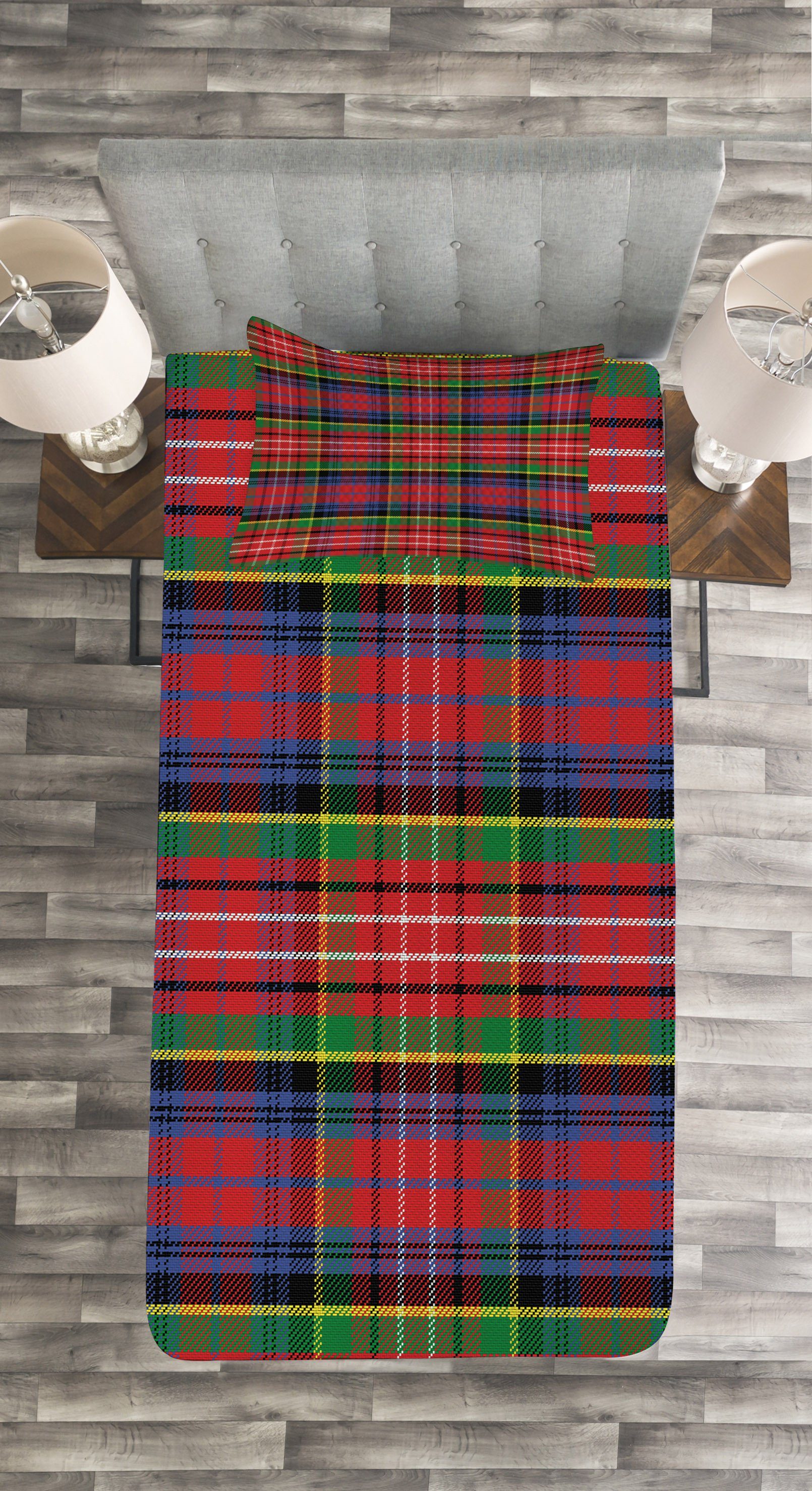 schottischen Tagesdecke Plaid Kissenbezügen Stil Set Caledonia mit Waschbar, Abakuhaus,