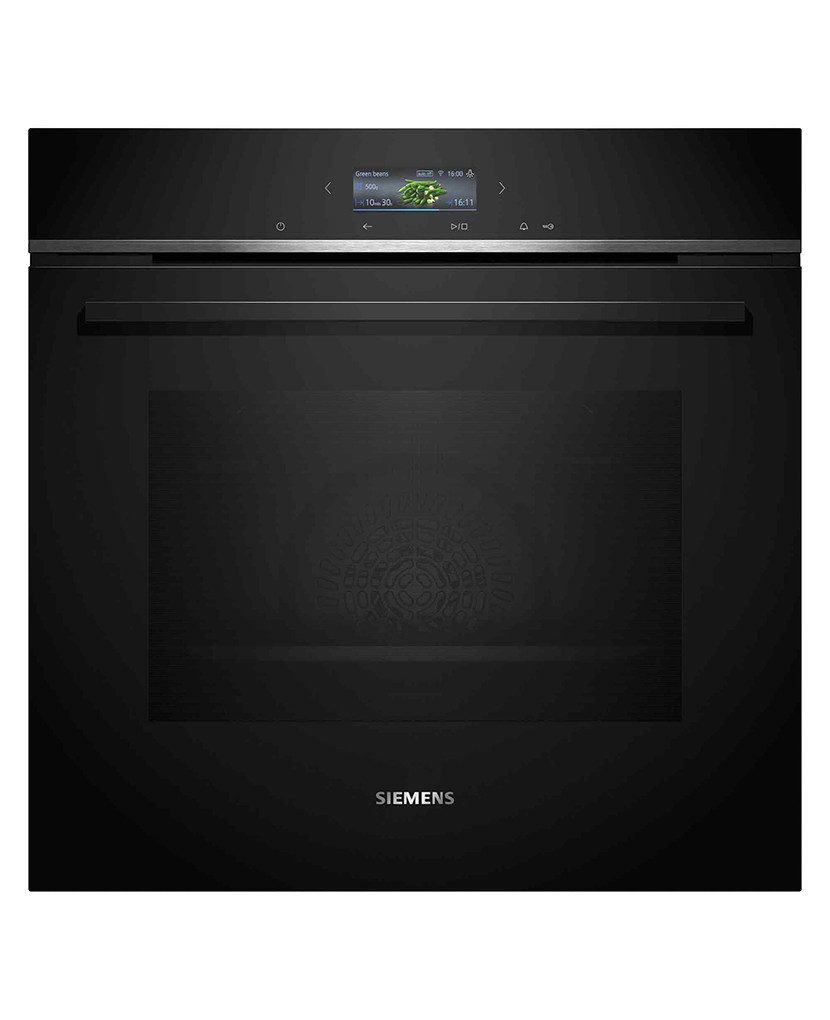 SIEMENS Einbaubackofen iQ700, HB774G1B1, mit Einschubebenen: 5, humidClean (Reinigungshilfe): Leichte Verschmutzungen entfernen mit Wasserdampf und Spülmittel, activeClean® - Pyrolytische Selbstreinigung