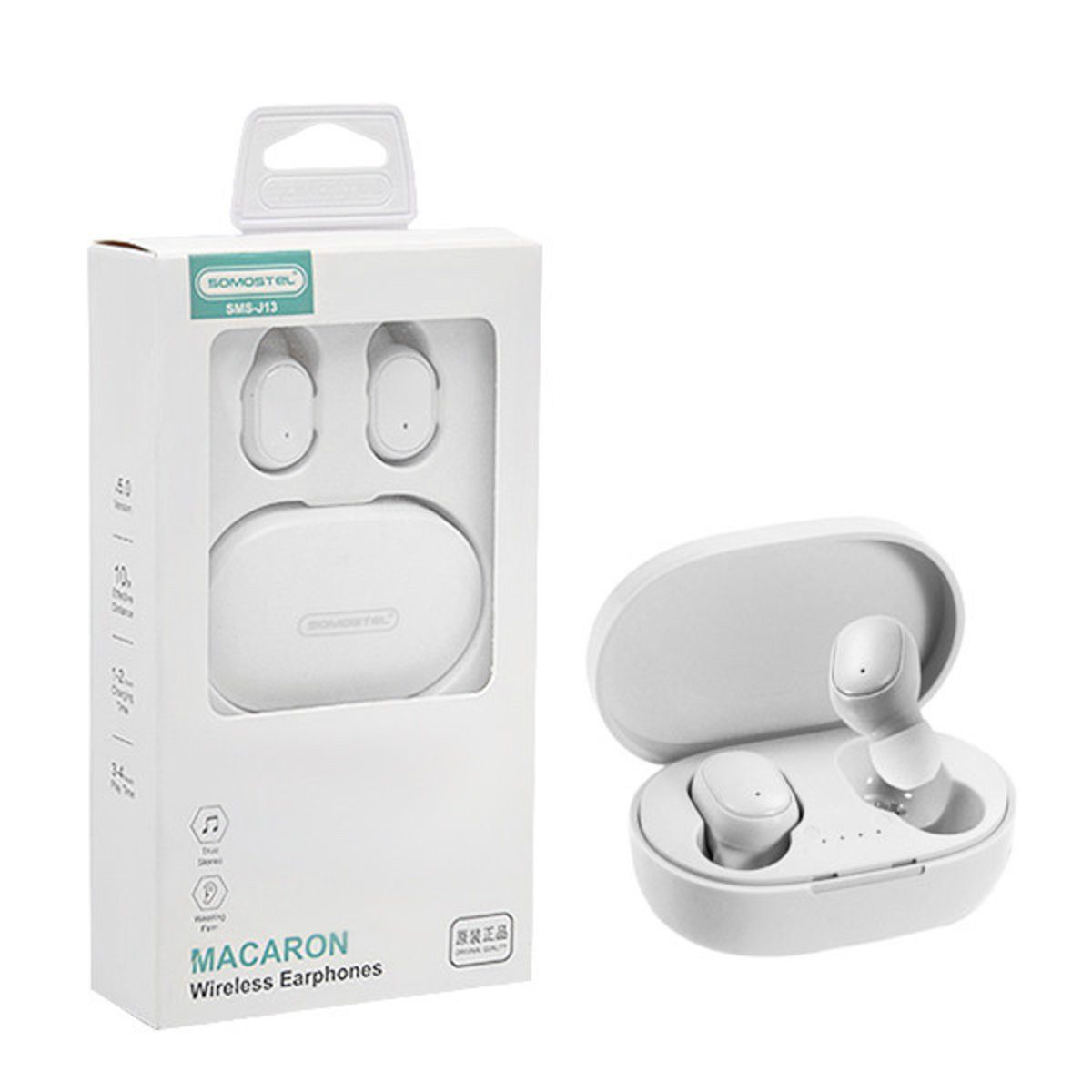 Somostel Somostel In-Ear-Bluetooth-Kopfhörer TWS BT 5.0 Weiß Stereo SMS-J13 In-Ear-Kopfhörer