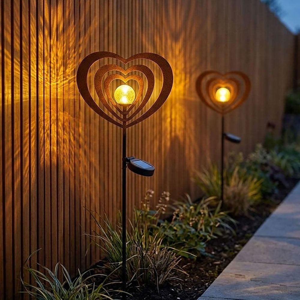 GLOBO LIGHTING LED Solarleuchte, LED-Leuchtmittel fest verbaut, Warmweiß, 2x LED Solarleuchte Gartenleuchte Metall rostfarben Glaskugel H 82 cm