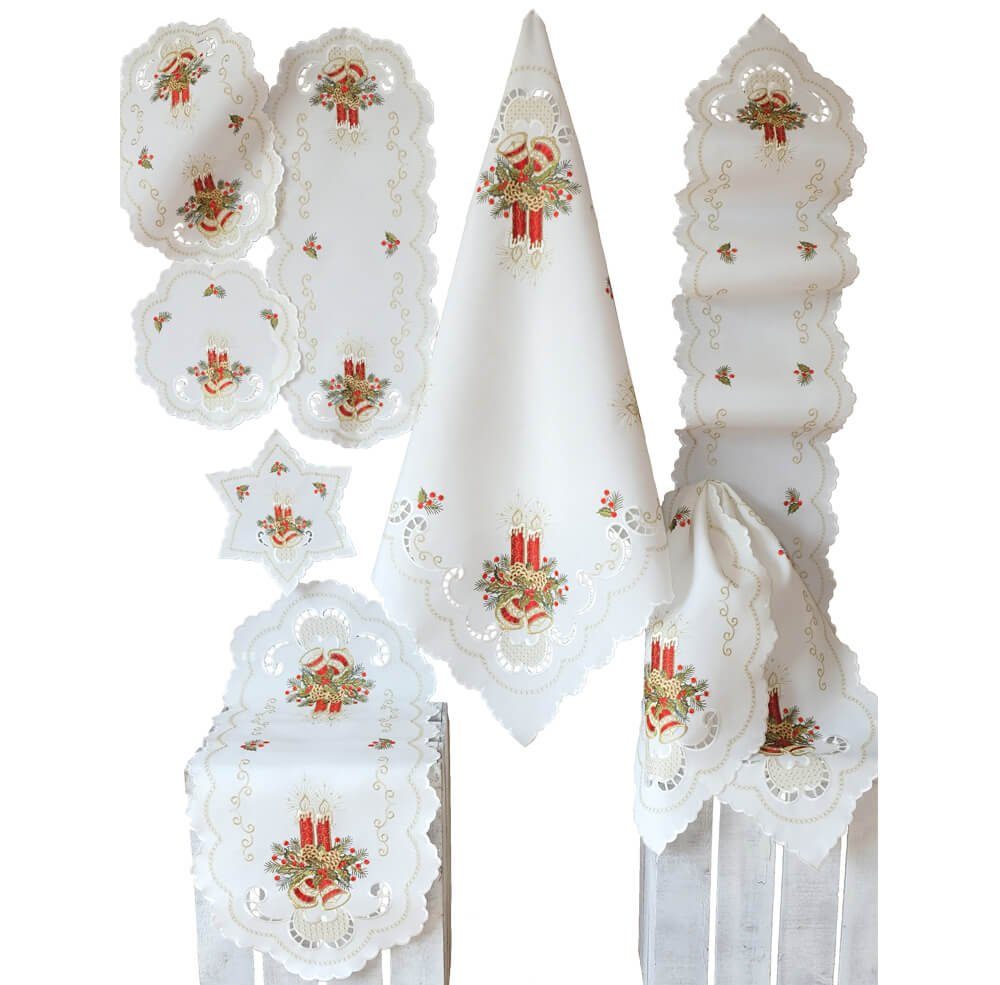 matches21 HOME & HOBBY Tischdecke Mitteldecke Kerzen Stick ecru bunt Tischw günstig online kaufen