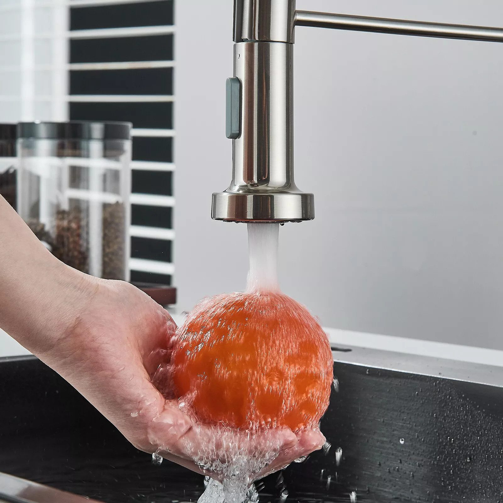 AKKEE Küchenarmatur Wasserhahn Küche Bad Spültischarmatur Waschtischarmatur 360° Küchenarmatur mit Ausziehbarer