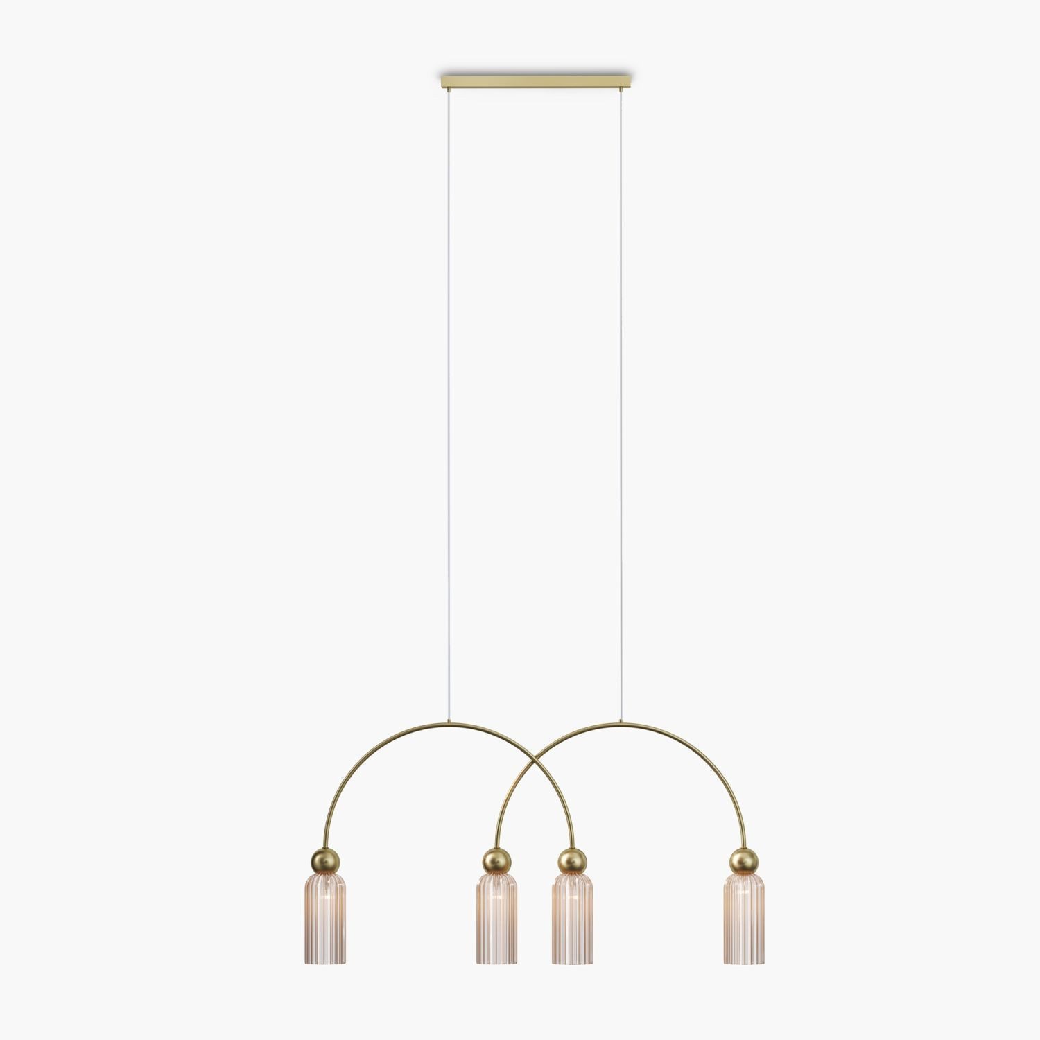 Licht-Erlebnisse Pendelleuchte ORNO, ohne Leuchtmittel, Glas Metall H: max. 60 cm in Gold Cognac E14 4-flammig rund Modern
