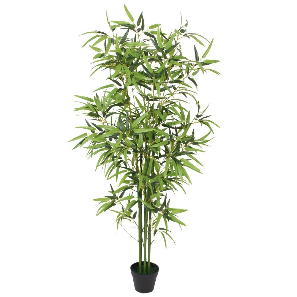 Kunstbambus Bambus Kunstpflanze Künstliche Pflanze Kunstbaum Bambus-Strauch 150 cm, Decovego