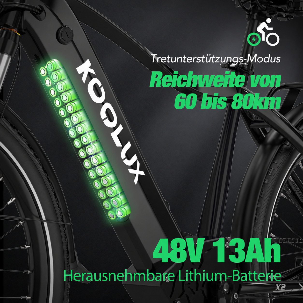 KOOLUX E-Bike 26/27,5 Zoll Elektrofahrrad für Damen/Herren,elektro-cityrad, Heckmotor, 624 Wh, Elektrofahrrad 7-Gang Shimano 48V13AH Herausnehmbare Batterie
