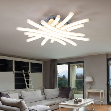 etc-shop LED Deckenleuchte, LED-Leuchtmittel fest verbaut, Warmweiß, Deckenleuchte Chrom Wohnzimmerleuchte Decke Modern Deckenlampe
