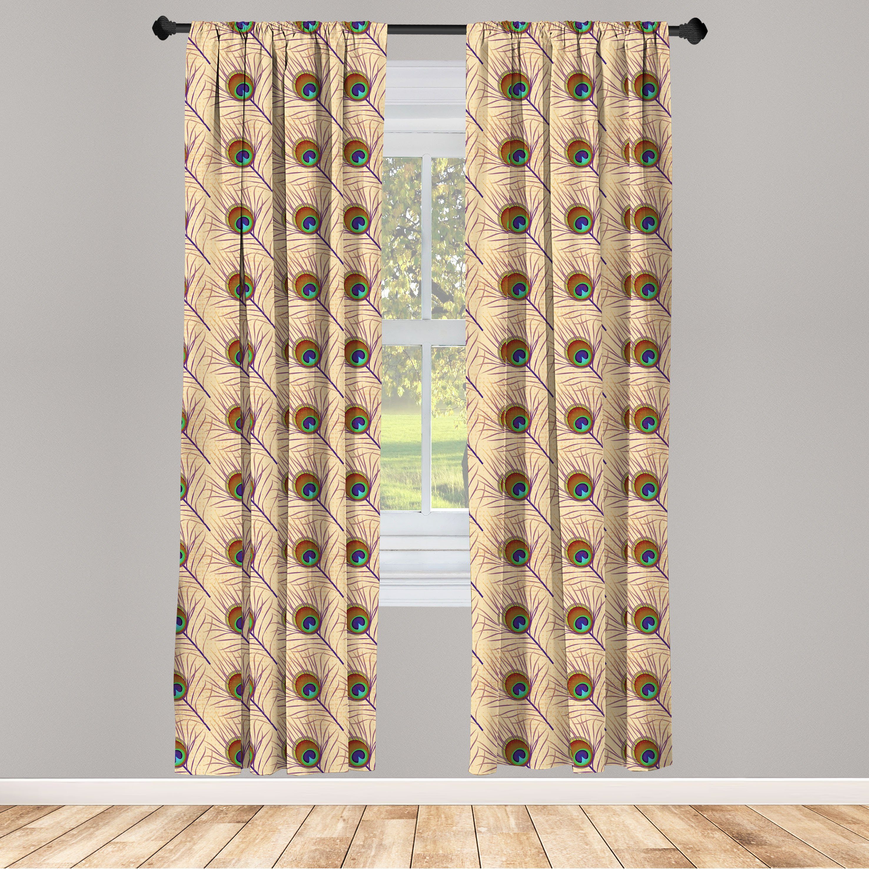 Gardine Vorhang für Wohnzimmer Schlafzimmer Dekor, Abakuhaus, Microfaser, Feder Native Style Diagonal Fluff
