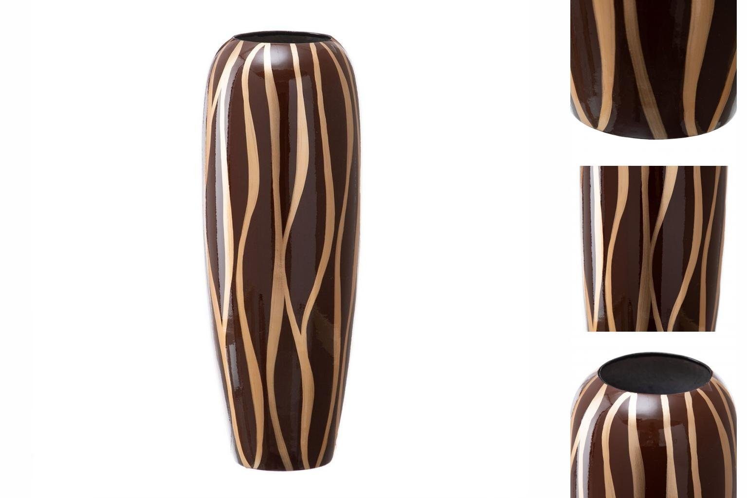 Bigbuy Dekovase Vase Zebra aus Keramik Gold Braun 18 x 18 x 48 cm