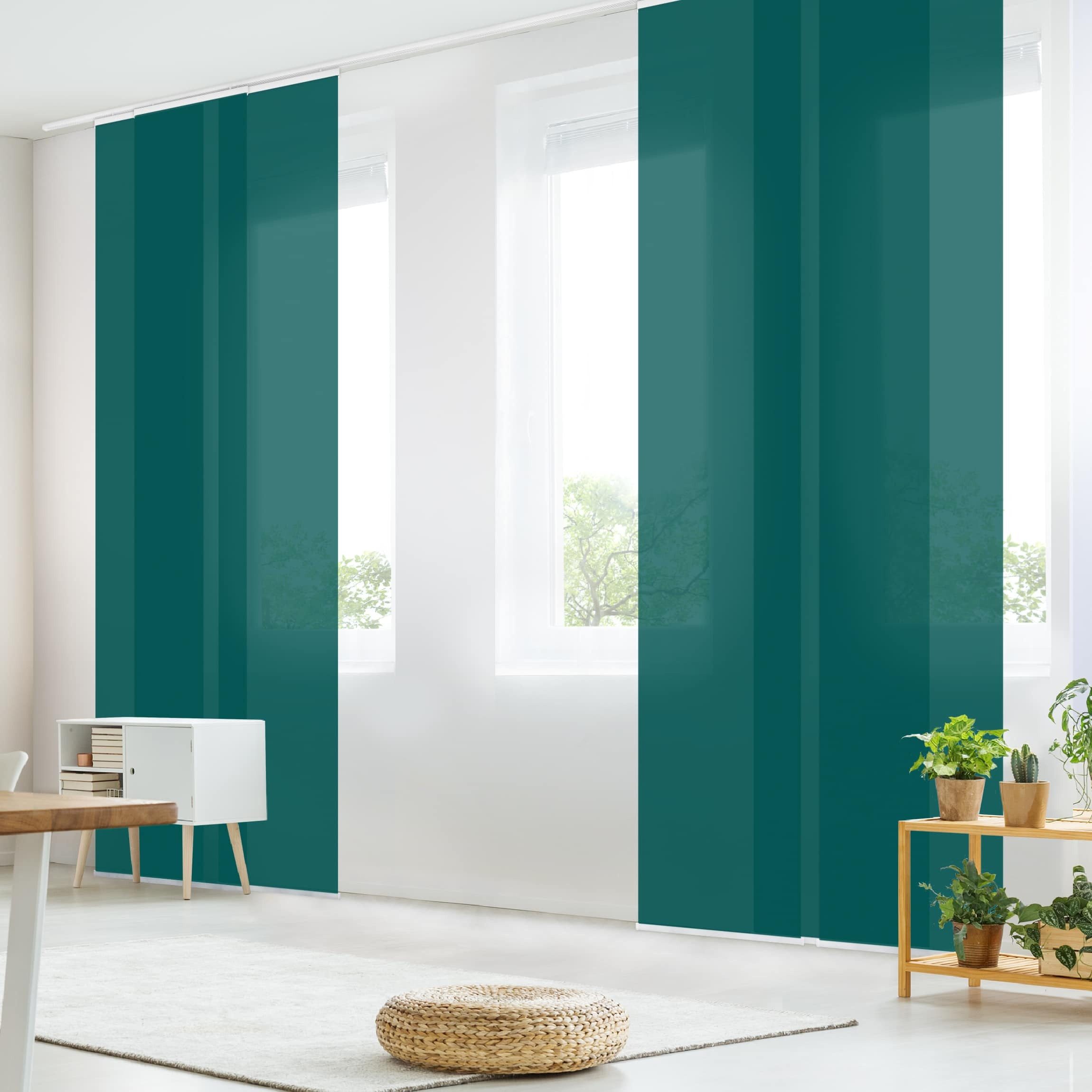 Bilderdepot24 Schiebegardine modern Flächenvorhang blickdicht Piniengrün, günstig online kaufen