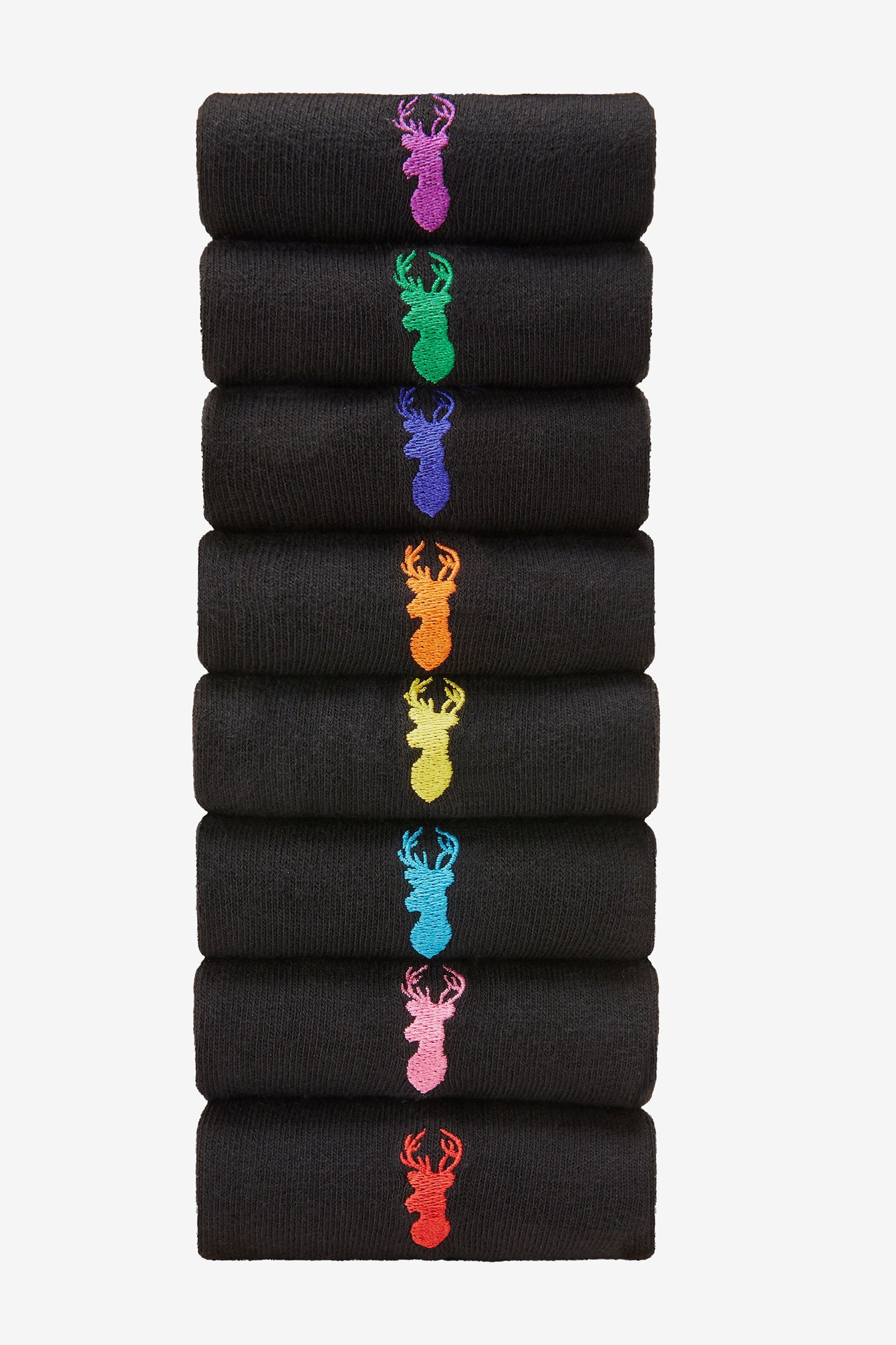 Next Kurzsocken Socken mit Hirsch-Stickerei im 8er-Pack (8-Paar) Black Multi Stag