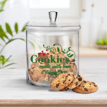 GRAVURZEILE Keksdose mit UV-Druck - Cookies made with Love - Keksdose mit Deckel, Glas, Handgefertigte Glasdose mit Deckel für Partner, Freunde & Familie