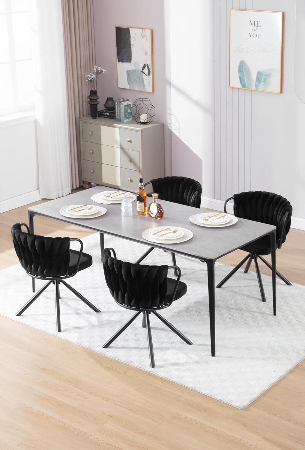 Woltu Polsterstuhl (4 St), Esszimmerstühle drehbar, Armlehnstuhl mit Samtsi günstig online kaufen