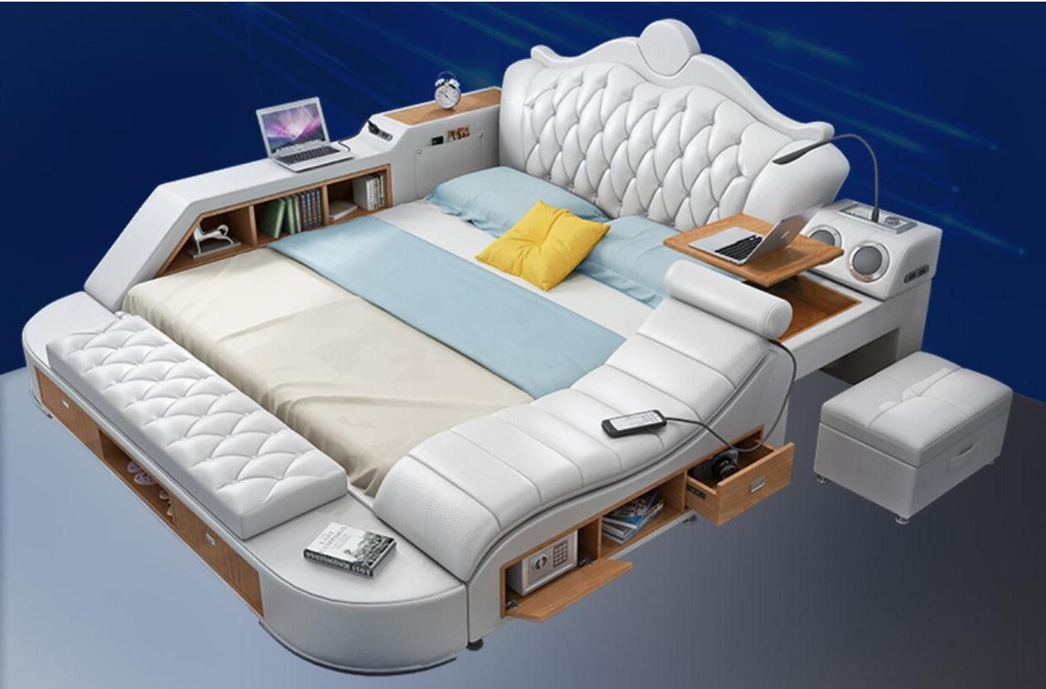 Xlmoebel Multimediabett Chesterfield Doppel Luxus Design Bett Polster Bett (1-tlg., Multifunktions Bett), Hergestellt in Europa