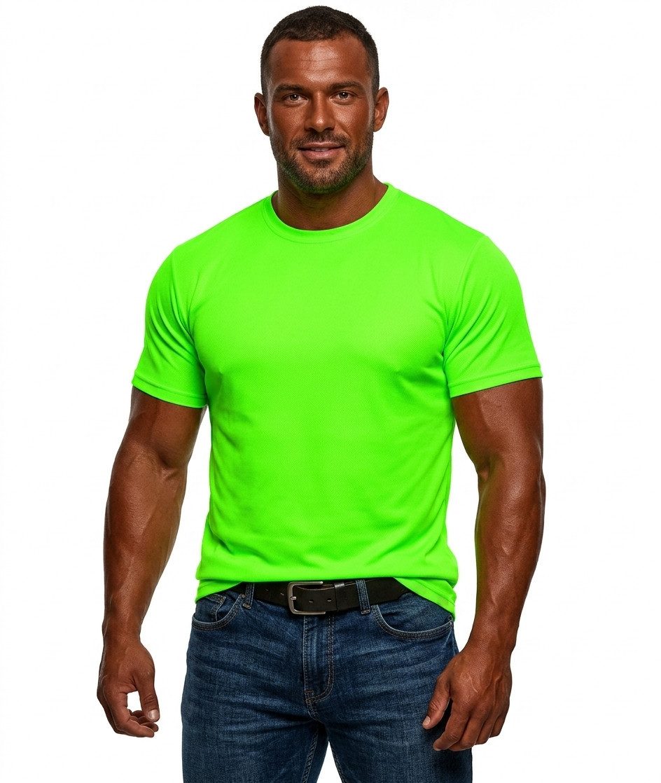 coole-fun-t-shirts T-Shirt NEON T-SHIRT Herren Gr. S- XXL Neongrün, Neongelb, Orange, Pink Neon Leuchtende Farben