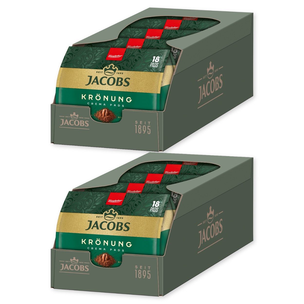 JACOBS Kaffee Pads Crema Classic 180 Getränke - 10x18 Kaffeepads Senseo kompatibel, 1180 g, (Packung, 10er Pack)
