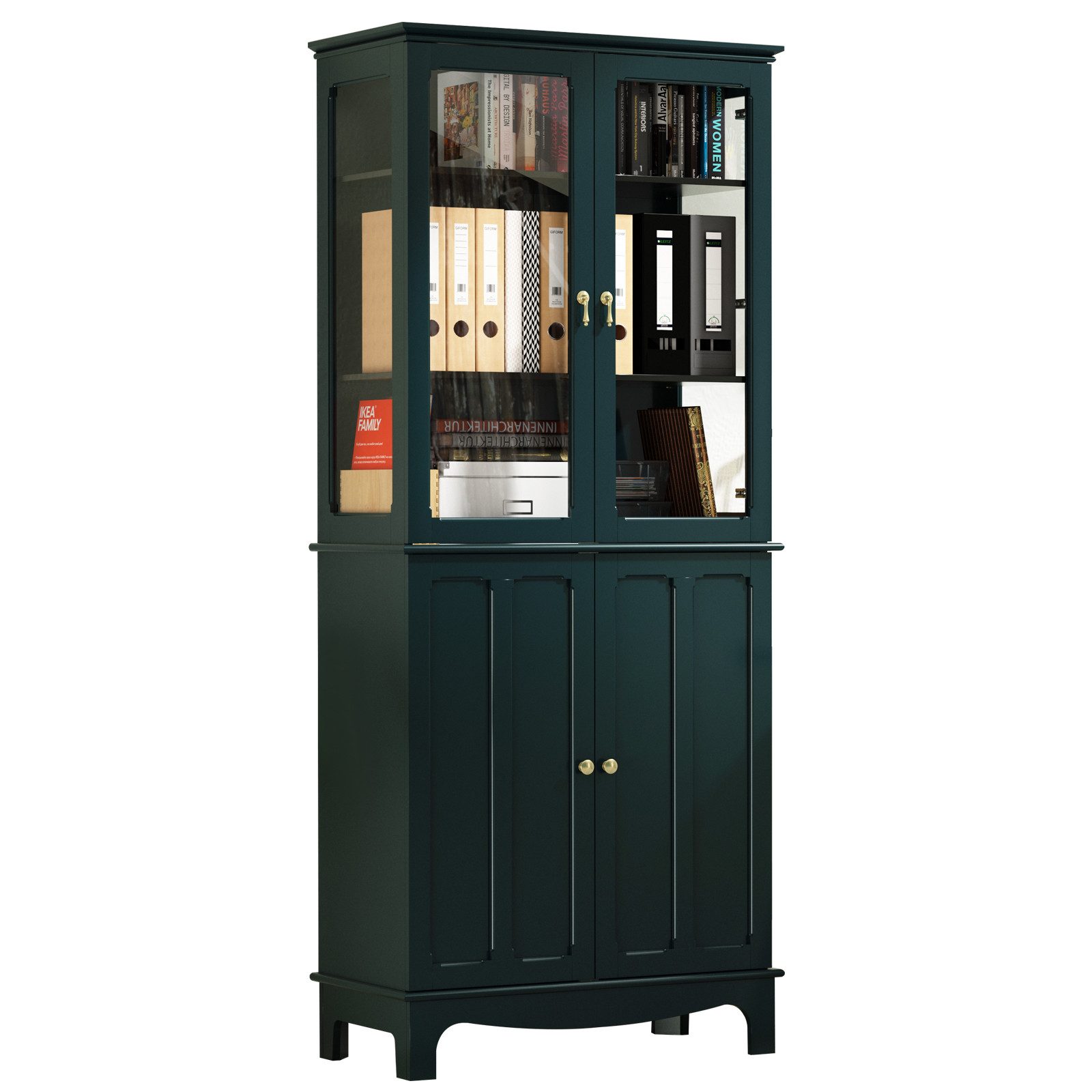 HOLTICO Hochschrank Freistehender küchenschränke mit Glastür, Glasküchenschrank, 183 cm (1-St) klassischer hoher Schrank mit Glastür und verstellbaren Regalen