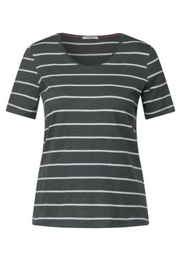 Cecil T-Shirt Cecil T-Shirt mit Streifenmuster in Easy Khaki (1-tlg) Nicht Vorhanden