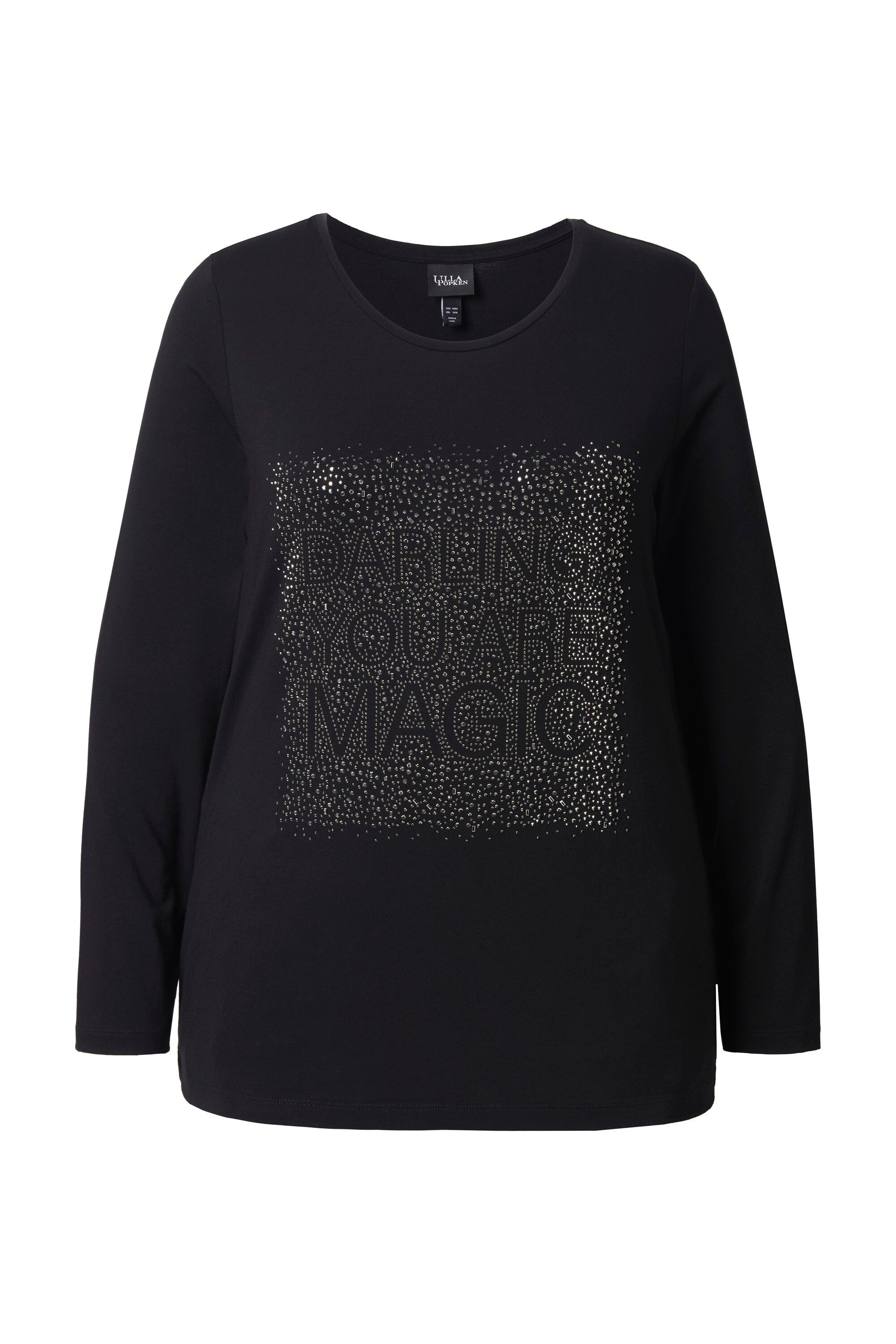 Ulla Popken T-Shirt Shirt Ziersteine Classic Rundhals Langarm günstig online kaufen