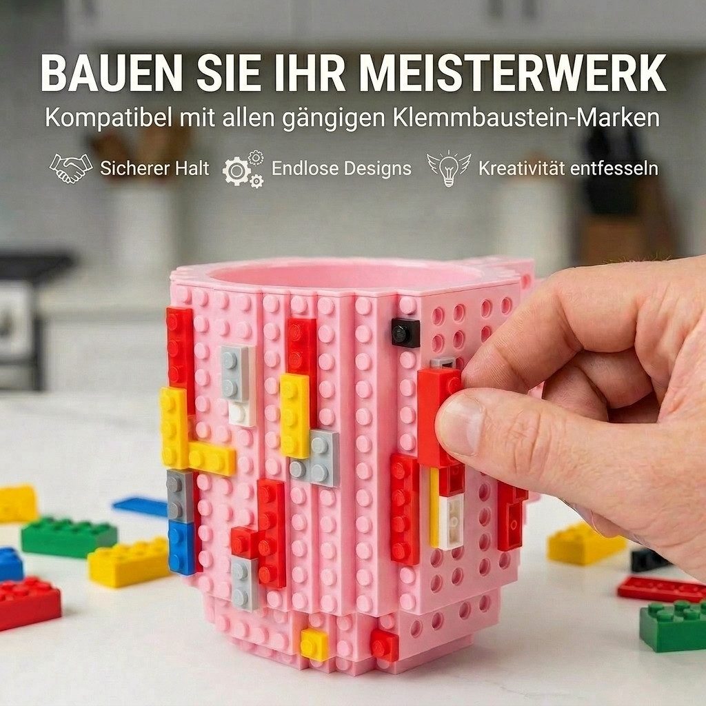 Goods+Gadgets Tasse GOODS+GADGETS LEGOTasse Baustein - kaffee&kinder becher, 350ml, Polycarbonat, Kaffeetasse Kaffee-Becher 350ml