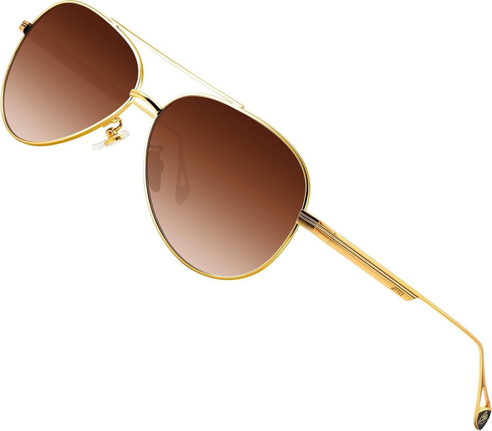 Pilotenbrille Vintage Fliegerbrille Polarisierte Sonnenbrille UV400 Schutz Al-Mg